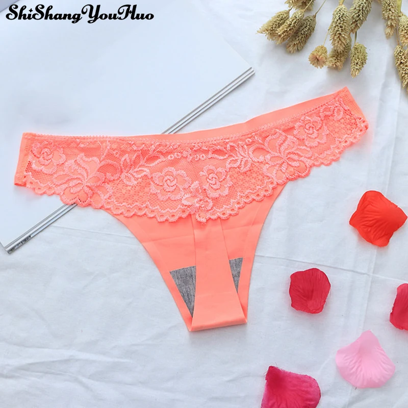 Сексуальные стринги Ice Silk (искусственное волокно Для женщин трусики кружевное