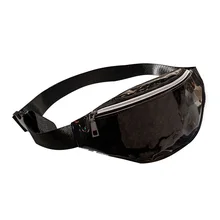 Портативный блёстки из искусственной кожи сумка на ремне нагрудная Для женщин поясные сумки на молнии Водонепроницаемый мини сумка через плечо на поясе Сумки