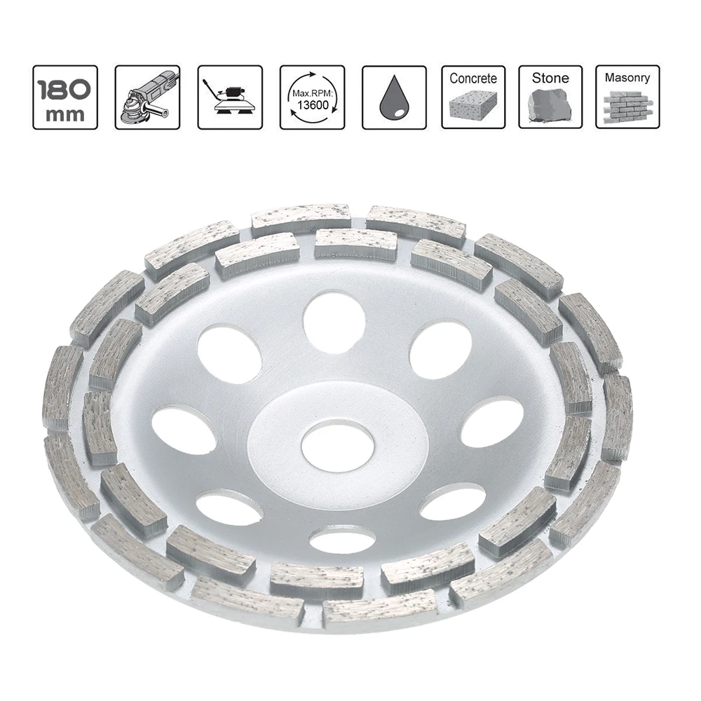180 мм 7 "Diamond 2 строки сегмент шлифовальный диск чаша Форма Точильщик чашки 22 мм Внутреннее отверстие для бетона Гранит каменной кладки