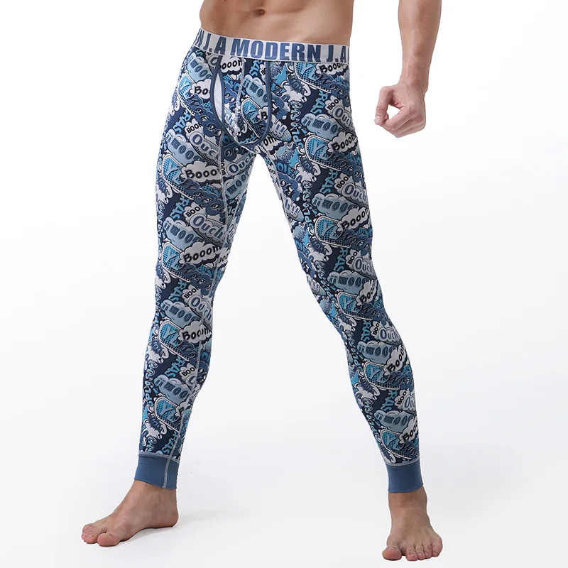 Thermal Long Johns Men Anime Graffiti Printed Long Johns Underwear