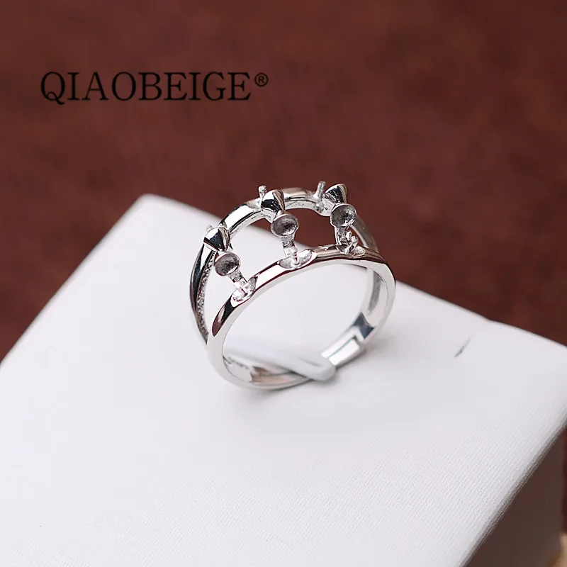 

QIAOBEIGE DIY Hot Fashion Real Pearl Accessory Jewelry Water Drop Natural Freshwater Pearl Flower Wedding Ring For Women Gift