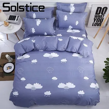 

Solstice Home Textile Cloud Blue Boy Bedding Sets King Queen Twin Duvet Cover Pillowcase Flat Bed Sheet Kid Teen Bedlinen 3/4Pcs