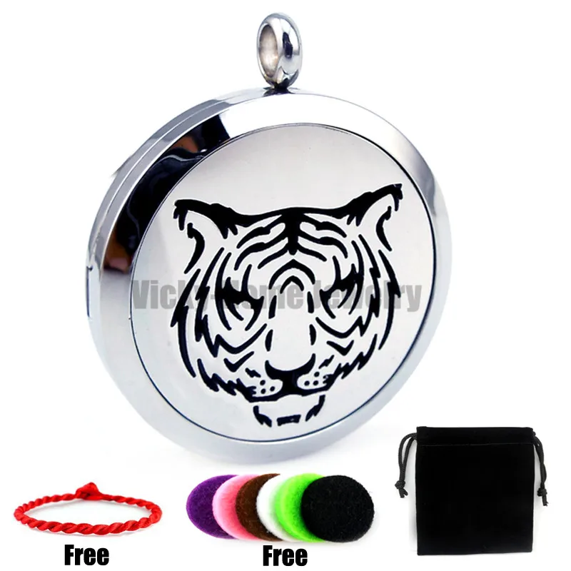 

With chain gift Tiger (30mm) Essential Oils Diffuser Locket with Pads Aromatherapy Diffuser Locket Necklace