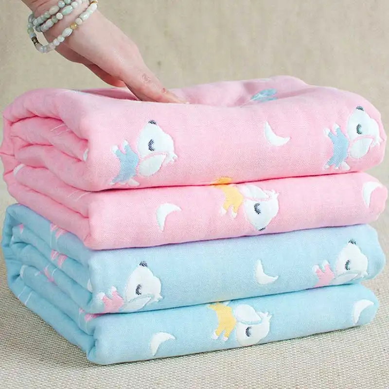 

4 layers Baby Blankets for Newborn Muslin Cotton Thick Swaddle Baby Blanket 110*110cm Baby Swaddle Baby Quilt Bath Towel Toy Mat