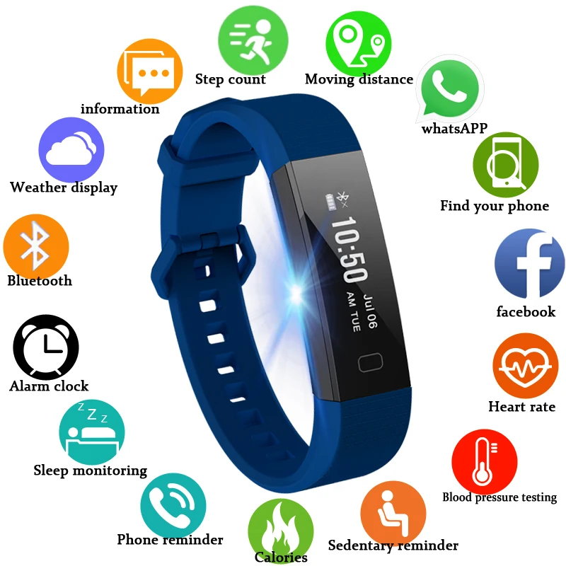 

BANGWEI Men Fitness Smart Watch Blood Pressure Heart Rate Monitor Bluetooth pedometer Women Sport Smart Watch For Android ios