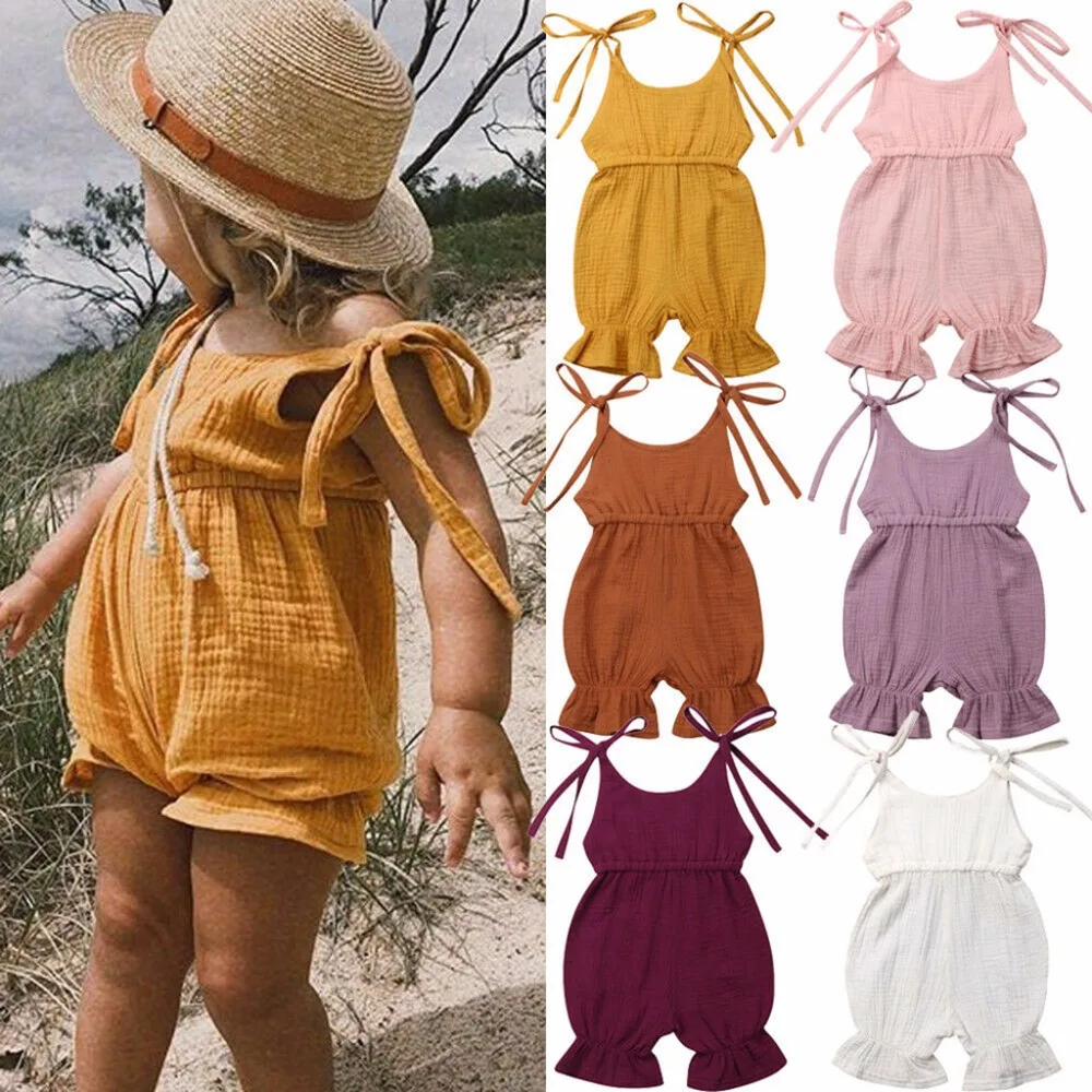 

Newborn Baby Girl Boy Solid Sleeveless Romper Jumpsuit Outfits Sunsuit toddler clothes