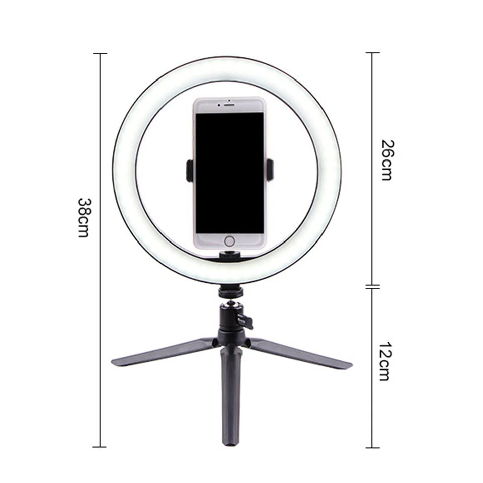 BAODELI USB Interface Mini LED Selfie Ring Flash Light 16 20 26cm Camera Phone Photography Video Makeup Lamp With Tripod