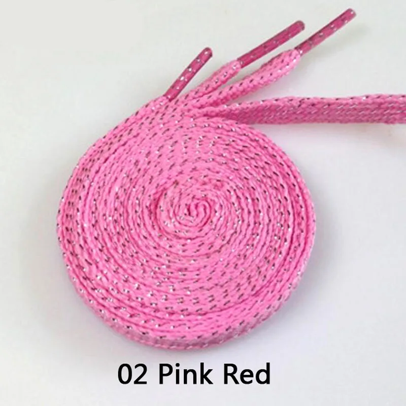 02 Pink Red Mr. Niscar/1 пара, 110 см, серебристые, цветные, плоские шнурки, повседневные, вечерние кемпинговые шнурки для женской обуви, шнурки для обуви - Цвет: 02 Pink Red