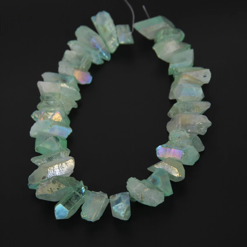 Large Rough Natural Olive Green Titanium Nugget Beads Points Supplies strand,Top Drilled Rock