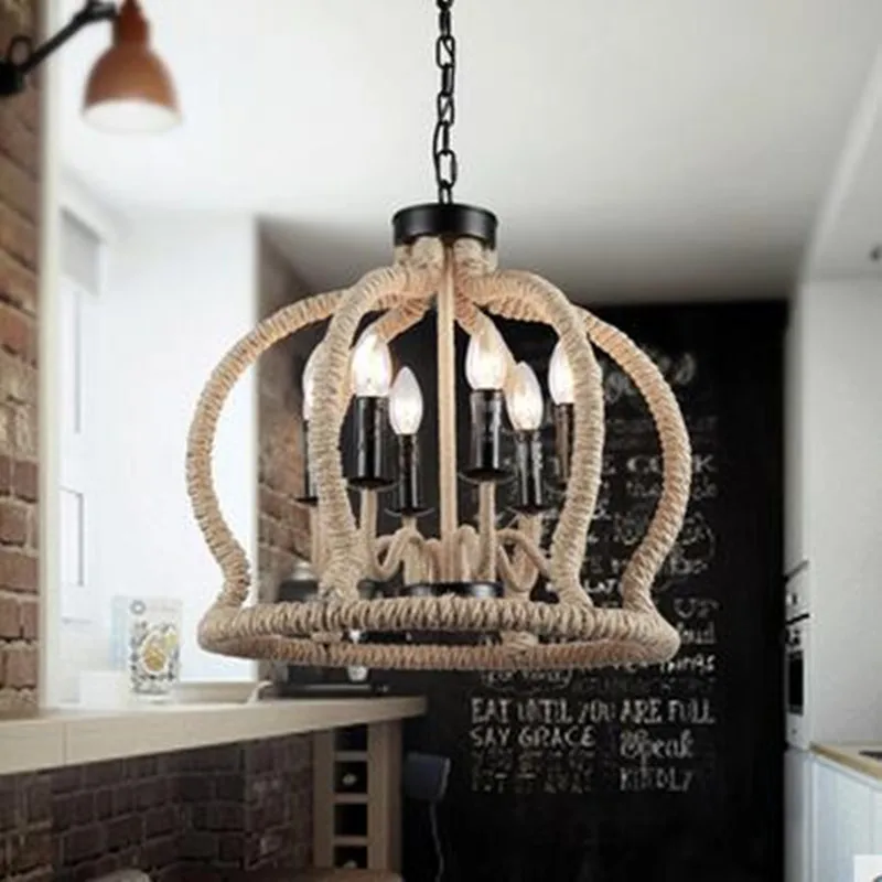 Northern Europe Loft Vintage Pendant Lights Lamp Iron Rope E14 bulb light Americal Industrial Vintage Loft Pendant Lamp Fixtures