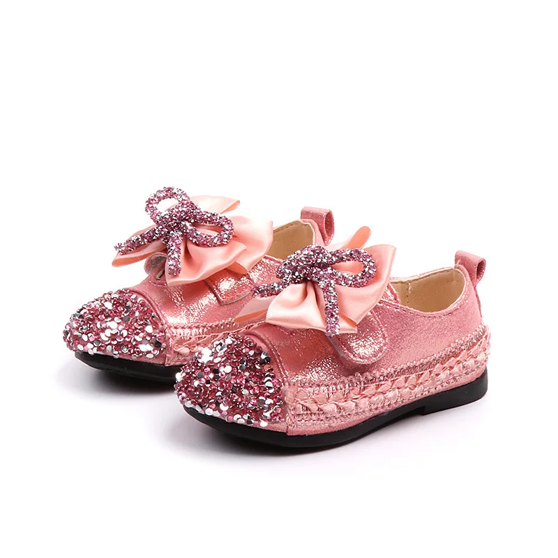 

New Bow Round Head Baby Small Square Shoes Sweet Soft Bottom Flower Princess Shoes Fashion Girls Leather Shoes A322
