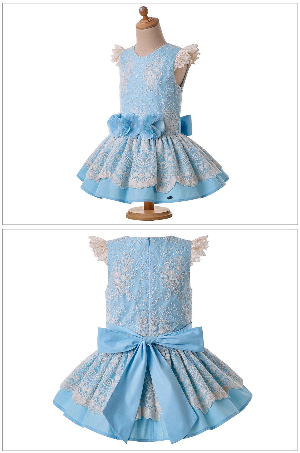 Pettigirl Blue Girl Dress Layered Lace With Hairband Summer Girl Dress Kids Boutique Clothes G-DMGD203-27