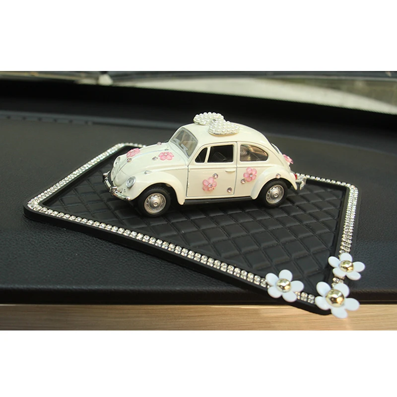 Us 17 74 Cute Car Interior Ornaments Lovely Pink White Car Model Bow Rhinestone Cartoon Fixed Car Accessory Auto Decor Set In Ornaments From