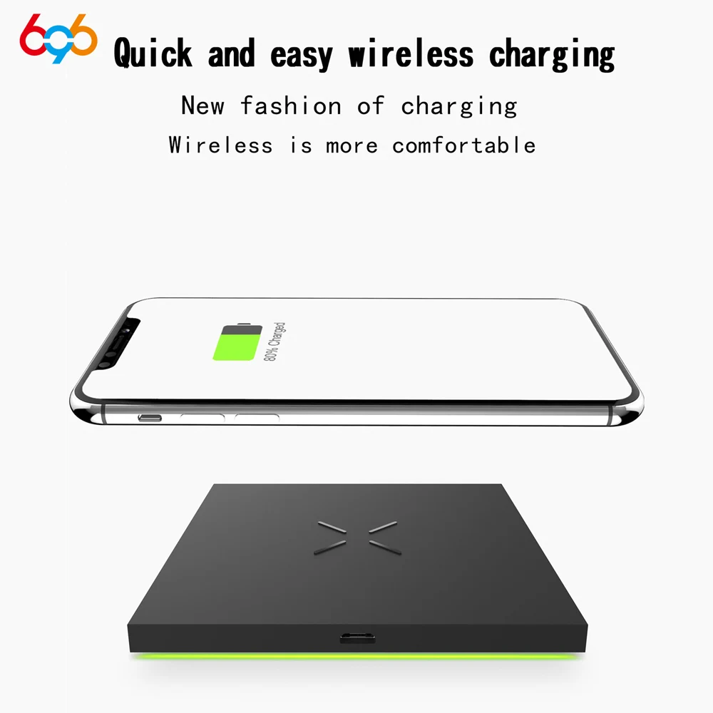

696 X6 Wireless Charger Ultra-thin Portable Lightweight Mobile Phone Charger for Samsung S Note Series etc.For IPhone 8 etc.