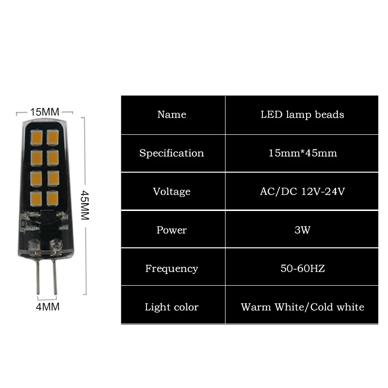 Светодиодная лампа 3W G4 16 светодиодов SMD 2835 12 24 В высокая яркость COB|g4 led lamp|g4 cobg4 cob |