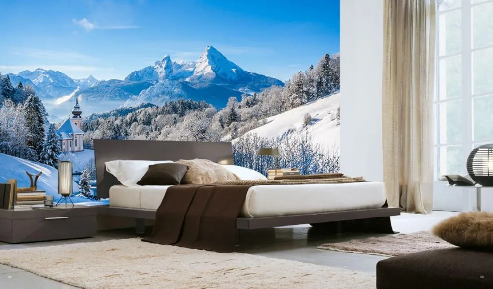 Красивый Европейский 3d пейзаж обои Снежная гора красивые нетканые 3D Обои фреска Papel де Parede ТВ фон