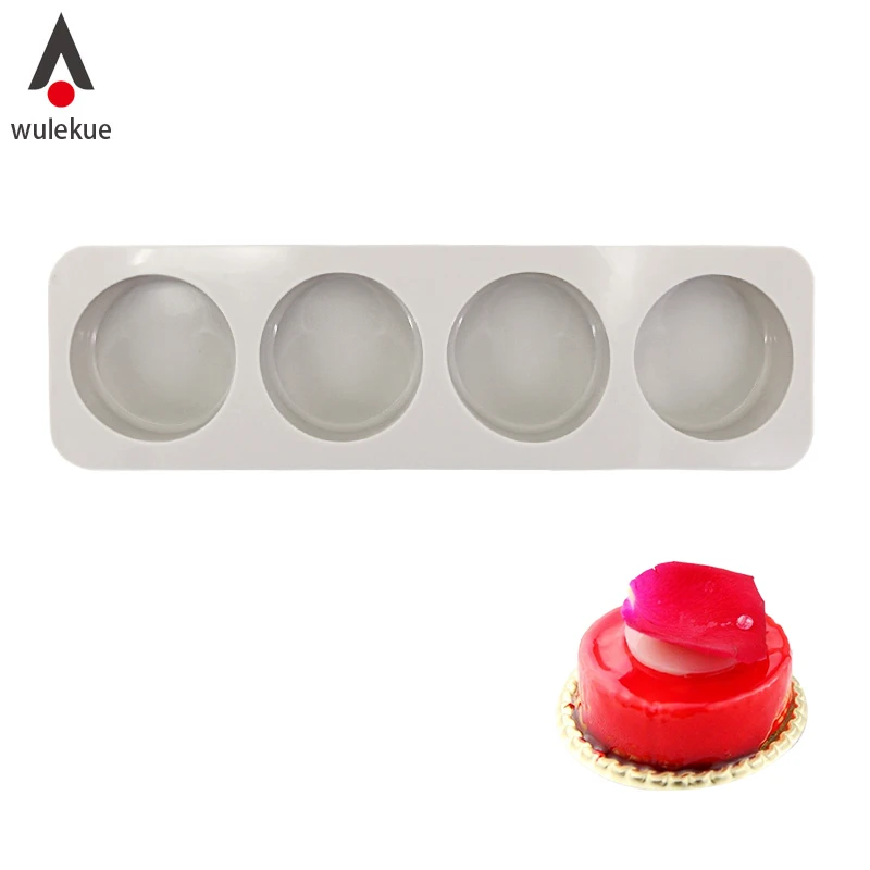 

Wulekue Silicone 4 Cavity Cake Mold Round Shape Chocolate Fondant Mousse Mould Bakeware Cupcake Decoration Bakeware Tools