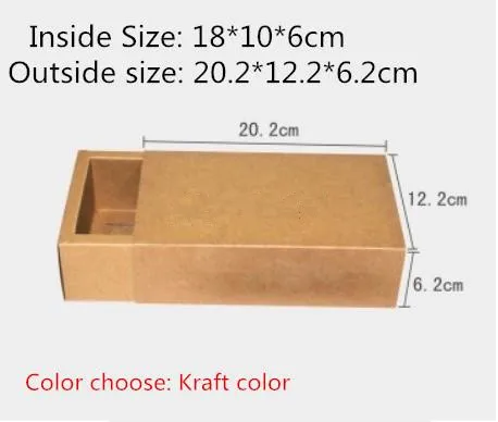 

20pcs/lot-18*10*6cm Blank Kraft Drawer Box Handmade Soap Gift Craft Jewel Macaron Packaging Party Gift Brown Paper Boxes