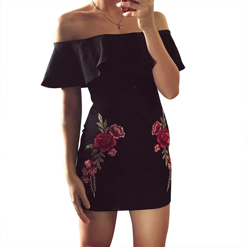 

Women Off Shoulder Dress 2019 Summer Bodycon Sexy Ruffle Dress Stylish Sexy Slim Beach Sundress Dresses Vestidos