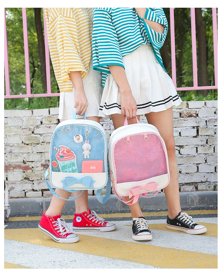 MSMO Kawaii прозрачный сердце окно Лолита Студенческая школьная сумка рюкзак карамельный цвет прекрасный Ita сумка сладкий милый подарок для девочек