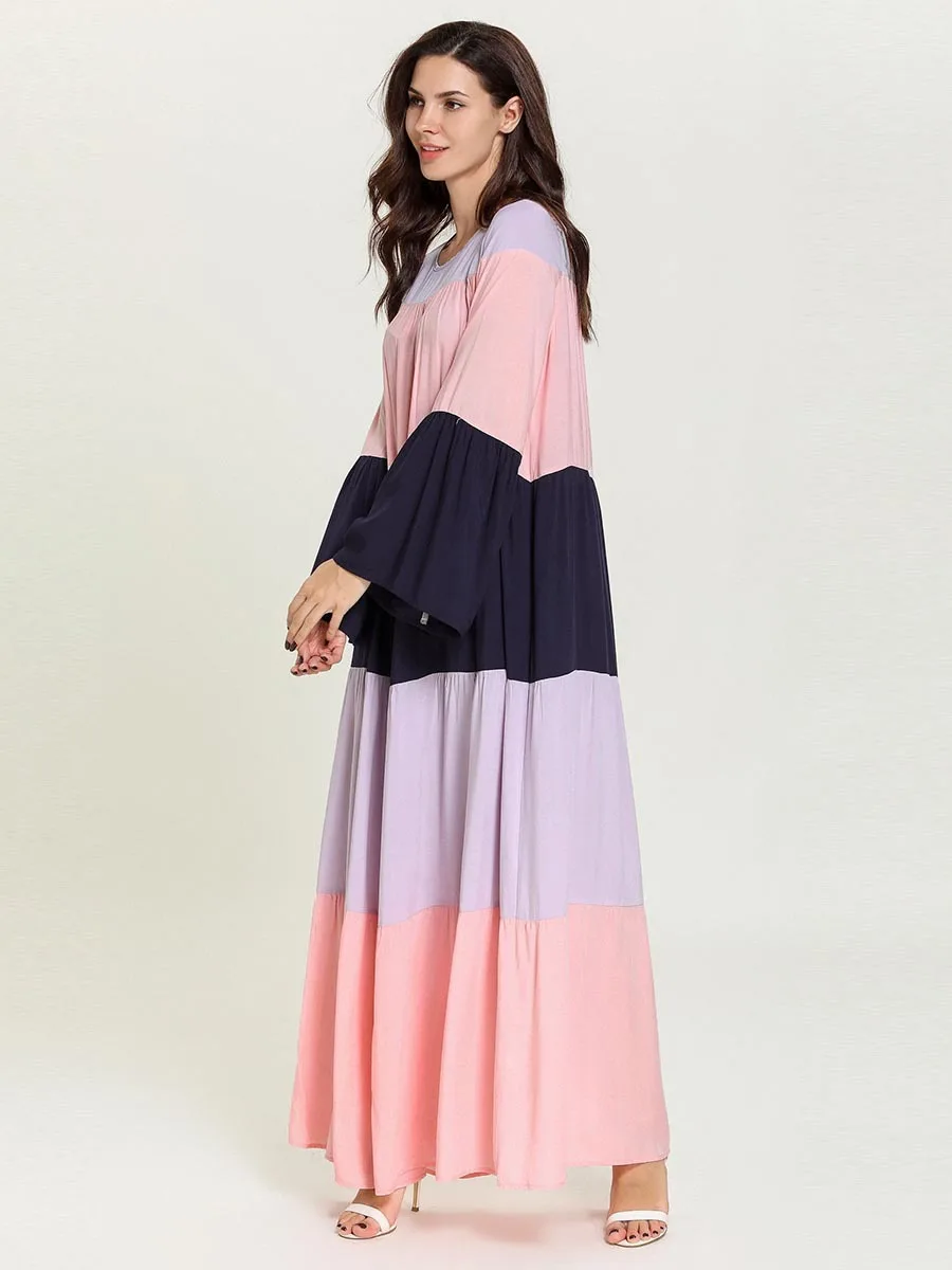 Peach, Blue & Purple Long Abaya Frock | Long Dress for Women | Long Abaya Dress