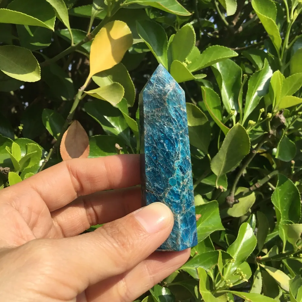 

Natural blue apatite crystal wand stone crystal single point for healing