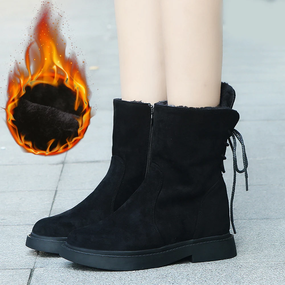 

Karinluna New Wholesale women's Shoes mid-calf Boots Shoes Woman platform cross-tied winter warm plush snow Boots Women