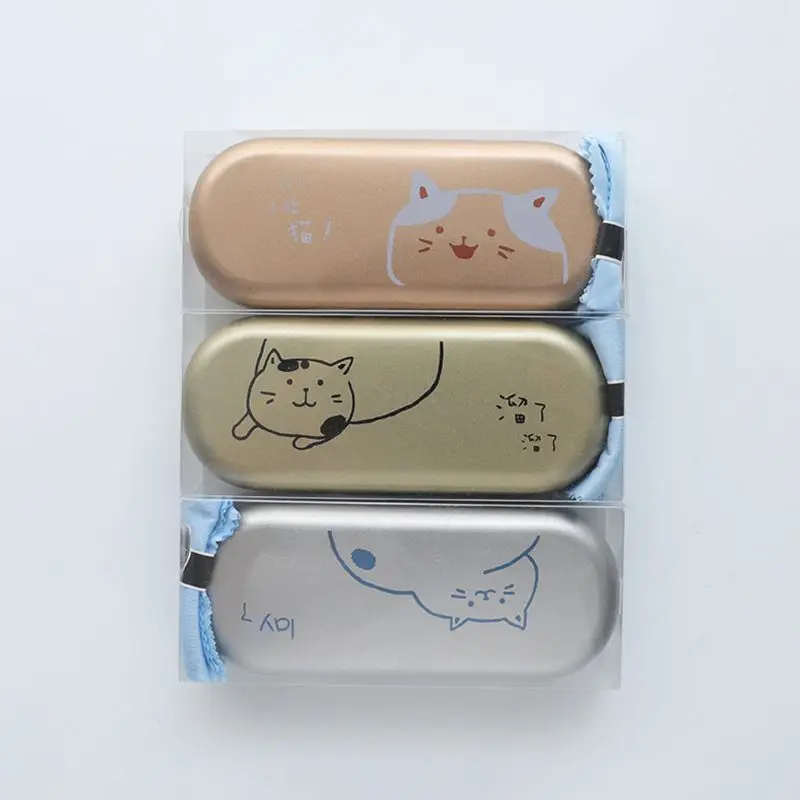 

New Arrival Glasses Box Metal Hard Case Protective Sunglasses Goggles Spectacles With Wipe Cloth Cleaning Eyewear Supplies