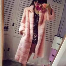 2016 women’s marten overcoat real mink fur coat long leather coat design