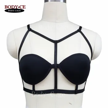 

Womens Body Cage bralette Bondage Body Harness Lingerie Strappy Black Elastic Adjust Back Size Erotic Goth Sexy harness Belts