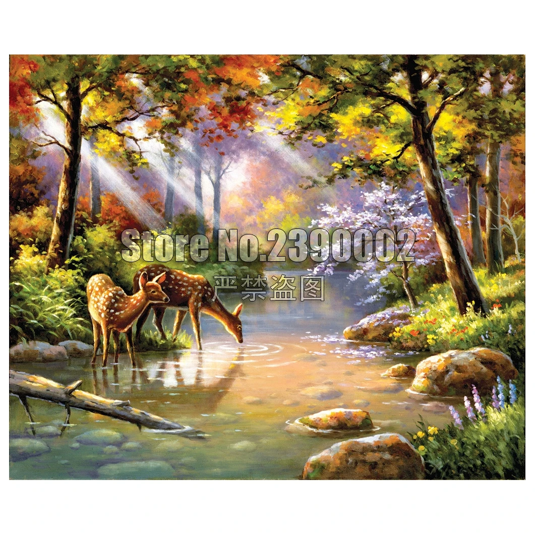 5D DIY Diamond painting Doe Re Me Creek Full embroidery Cross Stitch Animals Forest &amp Jungle Rhinestone Mosaic gifts | Дом и сад