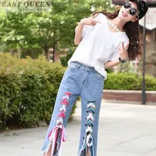 Женские джинсы с боковой карман джинсы для женщин femme джинсы с завышенной талией Джинсы бойфренда модные рваные Штаны брюки AA3525 A