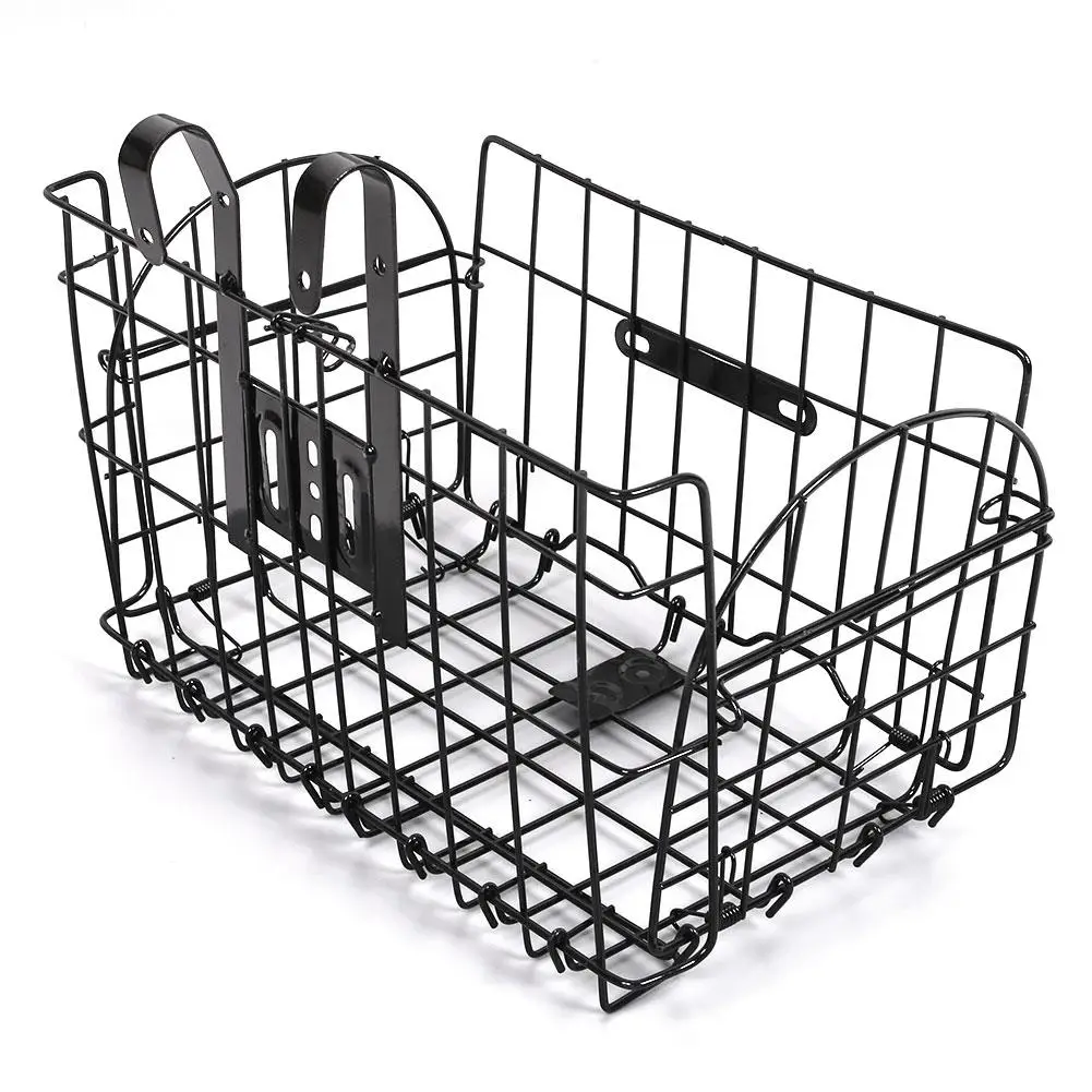 Discount Outdoor Cycling Foldable Bicycle Basket Iron Steel Bike Handlebar Bike Rear Basket Front Basket Iron Hanging Bag Bike Accessory 5