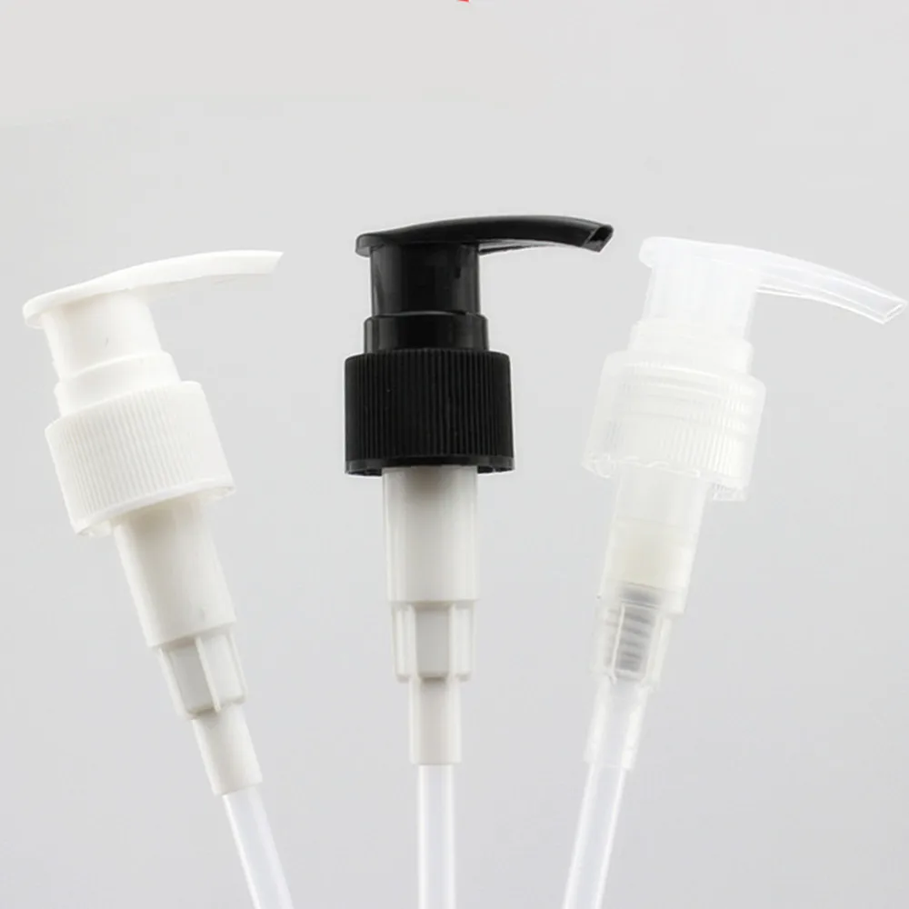 18-410 20/410 24/410 28/410 black white transparent ribbed skirt down-lock saddle head dispensing treatment pump with hood
