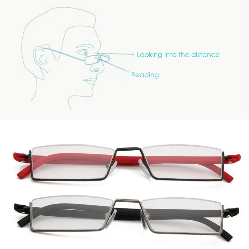 Flexible negro Tr90 marco medio Semi montura lector gafas de lectura con caso F05 Flexible negro Tr90 marco medio Semi montura lector gafas de lectura con caso F05