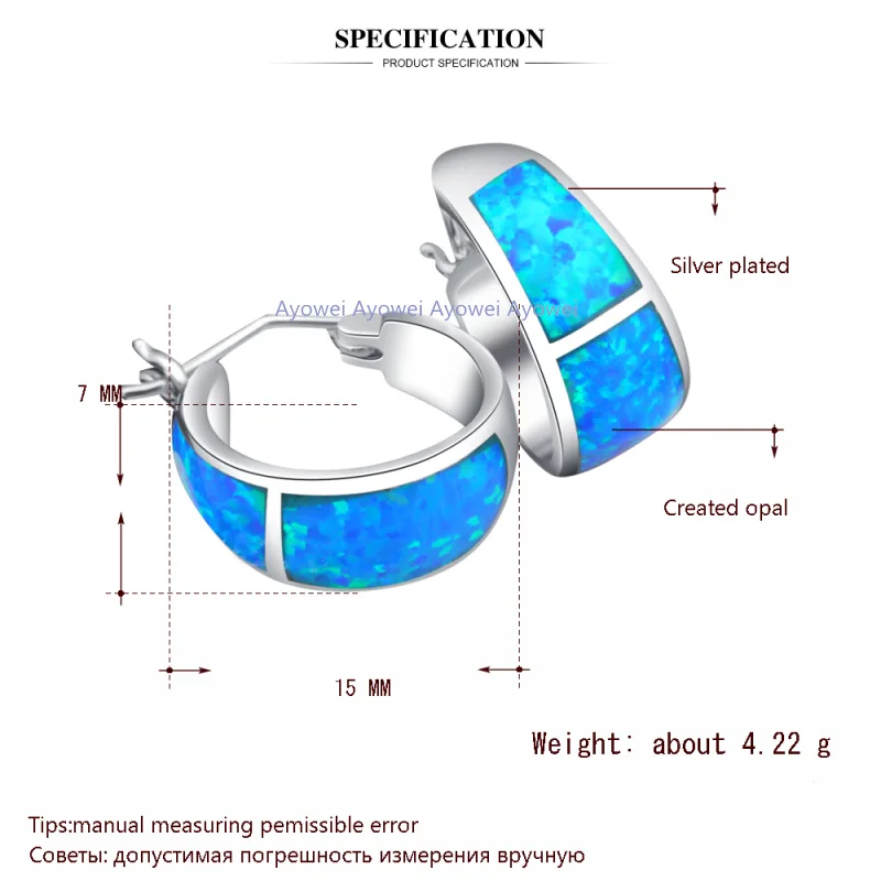 Высокое качество Синий огненный опал серебряные штампованные серьги-кольца модные ювелирные изделия опал ювелирные изделия подарки OE061A