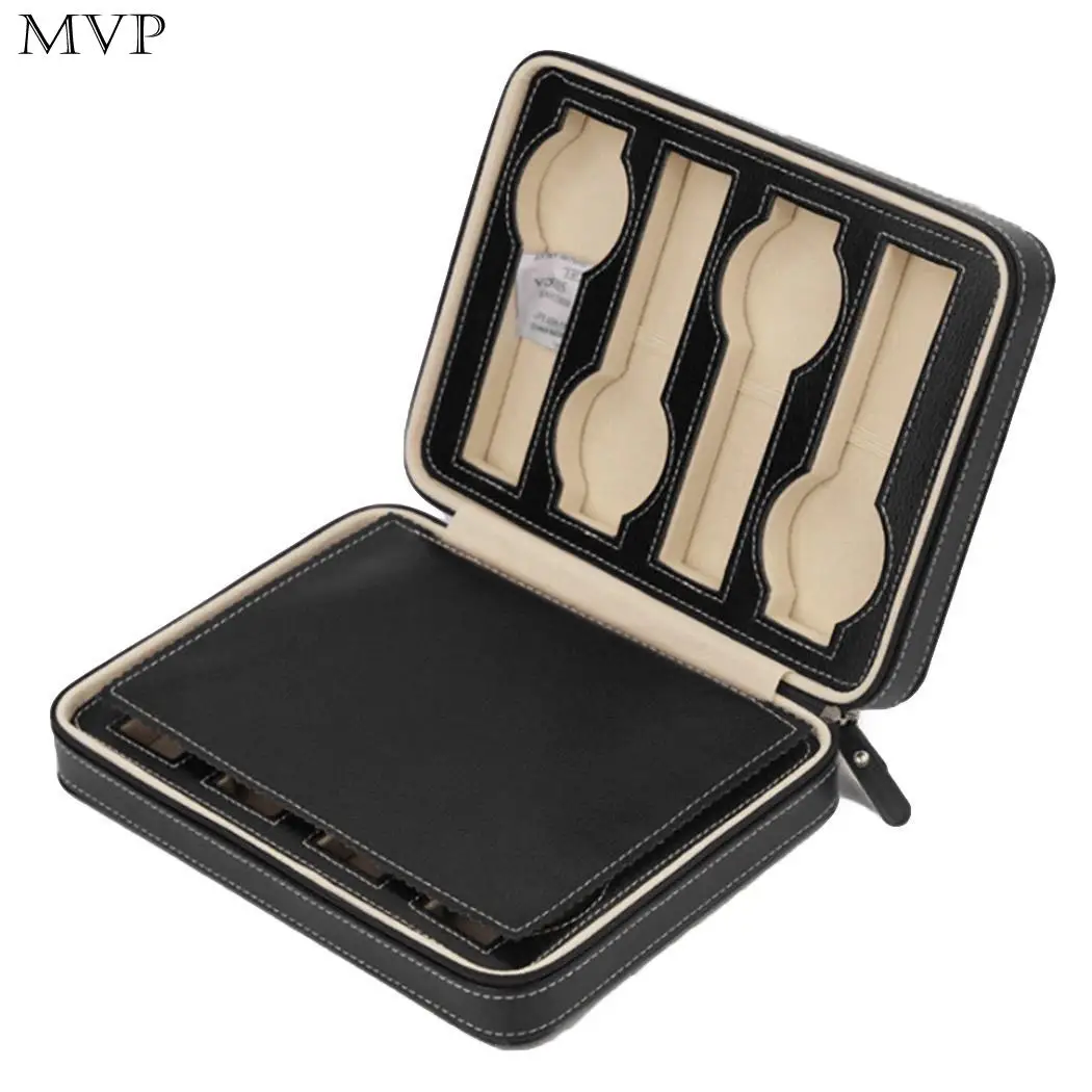 

Watch Box Square Leather Box Watch Case caja reloj boite montre caixa de relogio Synthetic Portable Lightweight 8-Slots Storage
