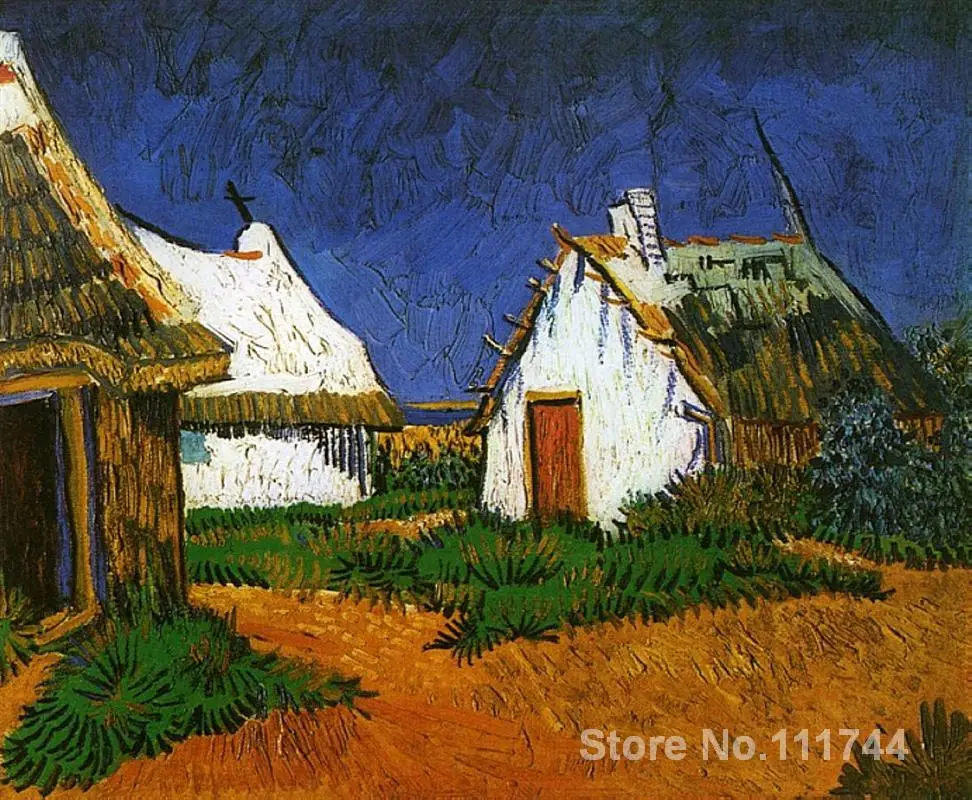 

Paintings by Vincent Van Gogh Three White Cottages in Saintes Maries Hand painted art on canvas High quality