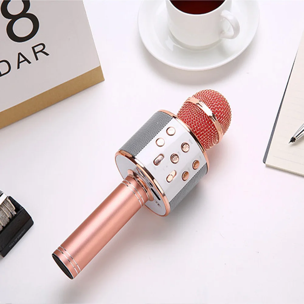 Rose Gold Capsaver WS858 Bluetooth беспроводной микрофон караоке динамик профессиональная версия микрофон KTV плеер телефон микрофон - Цвет: Rose Gold
