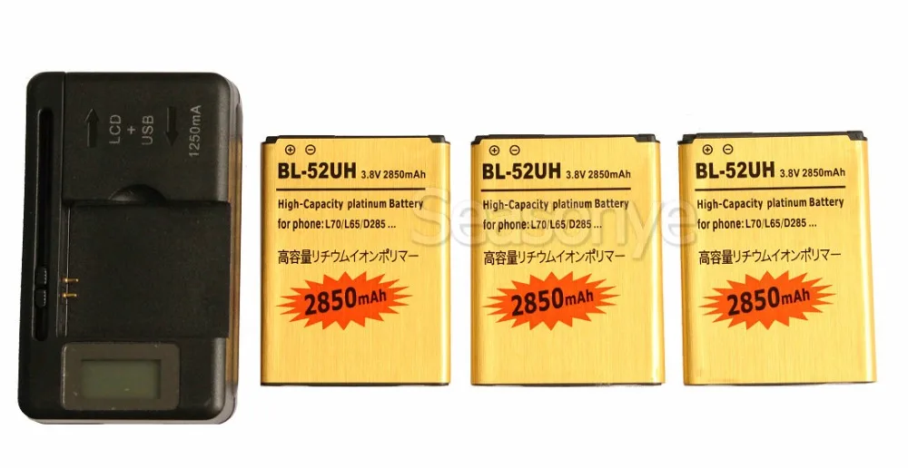 Seasonye 3x2850mAh BL-52UH золотистый сменный аккумулятор + LCD универсальное зарядное
