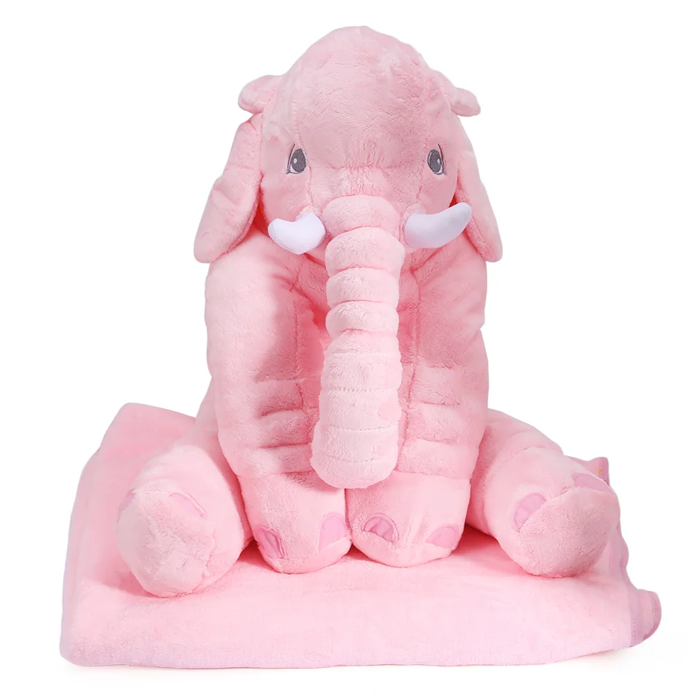 

Stuffed Plush Animals Toy Lovely Simulation Giant Elephant Plush Doll Toy Pillow with Blanket Birthday Christmas Present