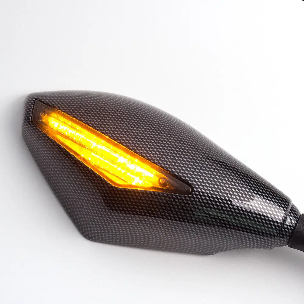 Retrovisor com led de carbono para motocicleta,