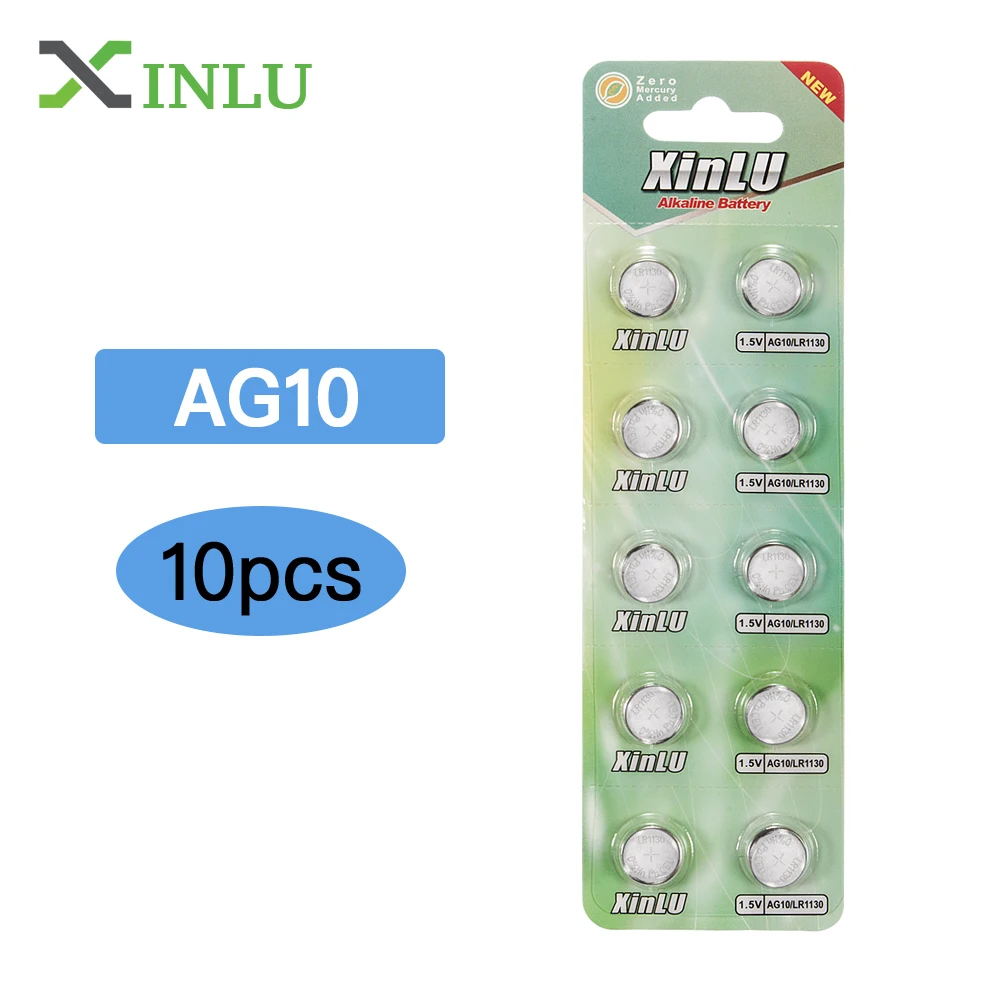 

10Pcs AG10 G10A SR1130 LR1130 390A D189 LR54 Alkaline Button Cell Coin Battery ,XINLU Battery