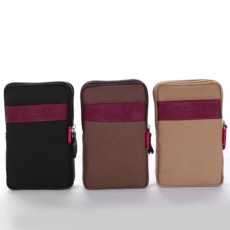 

BISI GORO Wear belt pocket Phone coin card men waist bag Wear-resistant canvas Travel porta tarjetas outdoor Multifunction purse
