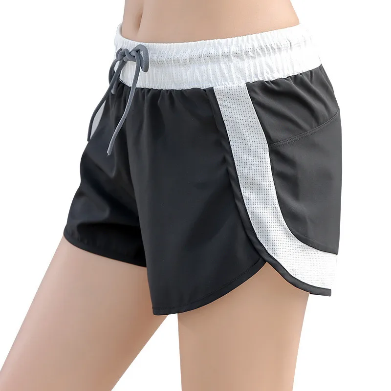 Women Elastic Band Waist Sport Fitness Yoga Shorts Splicing Women