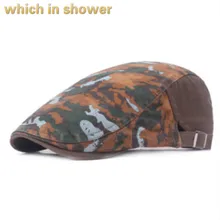 Которая в душе камуфляжная берет шляпа мужская Регулируемая хлопковая камуфляжная плоская кепка Женская Уличная Повседневная кепка газетчика для женщин мужчин Брим Шляпа