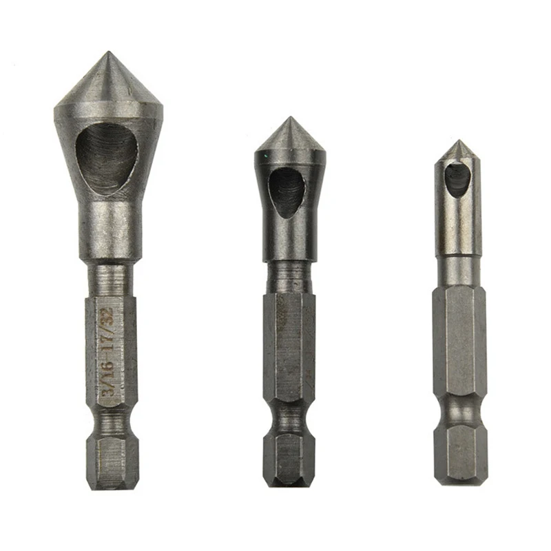 3 Pcs/Set Metalworking Countersink Drill Chamfer 90 Degree Bit Punch