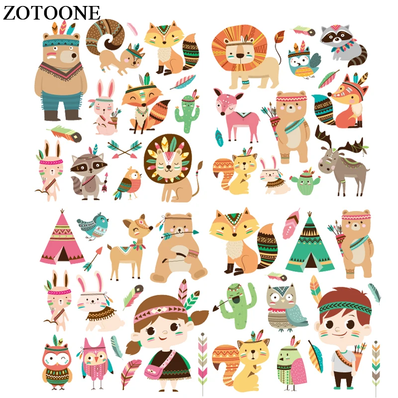 ZOTOONE Iron On Owl Patches For Clothes Stickers DIY Cute Cartoon Animal Patch Set Transfers For Children Clothing Applique D