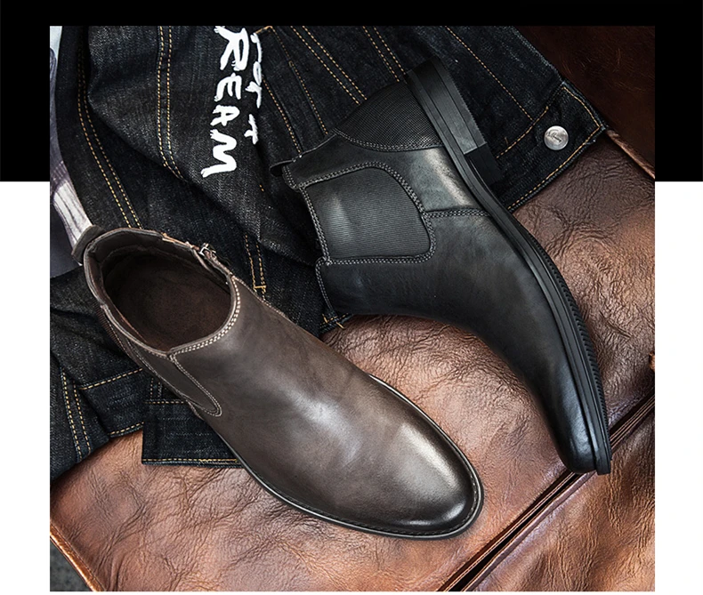 DESERT RAM Brand Men's Boots Genuine Leather Oxford Dress Shoes Male British Chelsea Shoe Mens Winter Business Point Footwear (3)