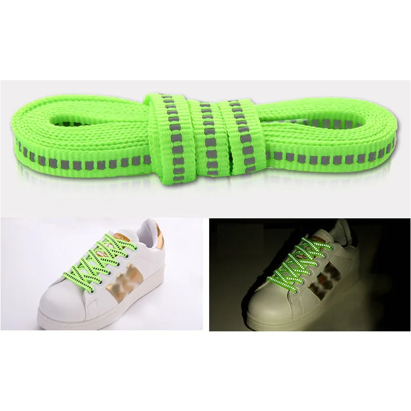 green SENTCHARM 3 пар/упак. 3 м светоотражающие шнурки унисекс видимые безопасные кордоны шнурки для бега скалолазания в ночное время - Цвет: green